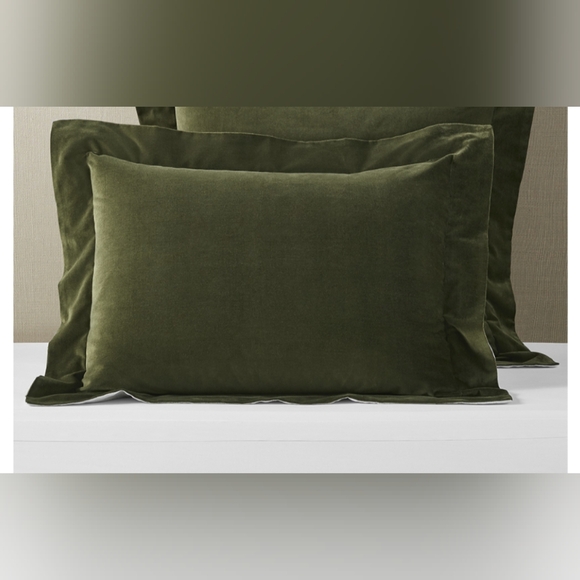 Williams Sonoma Home Standard Moss Green Velvet Pillow Sham